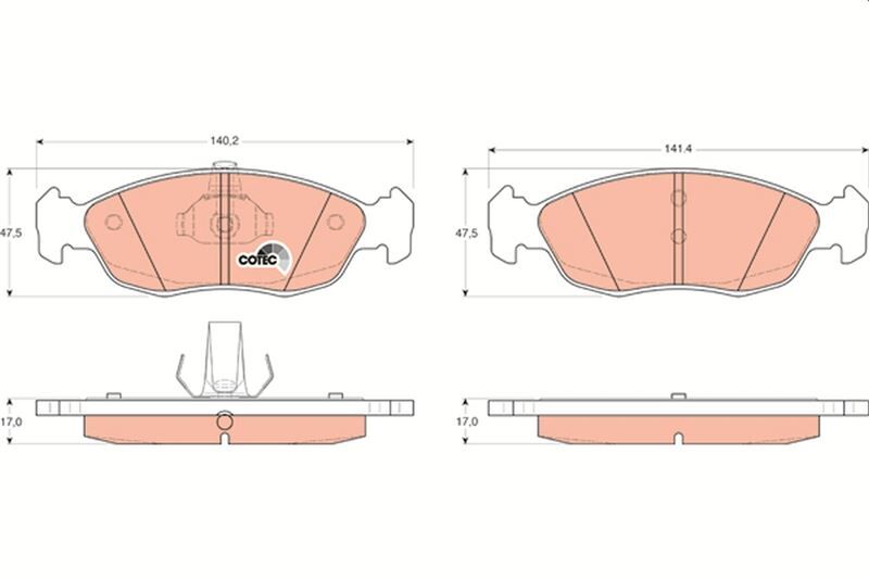 TRW GDB1322 ÖN FREN BALATASI FİŞSİZ PEUGEOT P106 93>04 P205 87>90 P306 93-01 CITROEN XSARA 97>05 SAXO 96>0 3 247mm