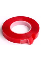 CEVHERS CTB325 ÇİFT TARAFLI BANT 25mm x 5mt KIRMIZI ŞEFFAF
