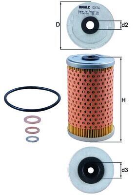 MAHLE OX34D YAG FILTRESI MERCEDES M102 W201 W123 S123 C123 W460 W461 W463 B601 B602