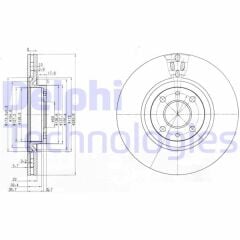 DELPHI BG2407 ÖN FREN AYNASI FIAT DOBLO 05>IDEA 04>LINEA 09> FIORINO 09> BRAVO 01>STILO 01> 284x22x 4 DELİK HAV ALI