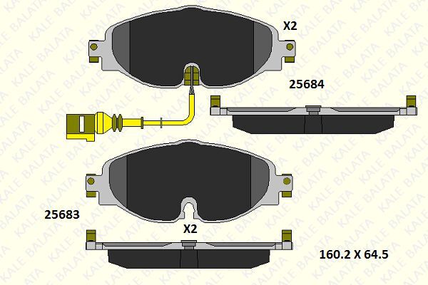 KALE 25683 203 15 MSH KD13 ÖN BALATA GOLF7-A3-LEON-TIGUAN-PASSAT-OCTAVIA-SUPERB 12 >