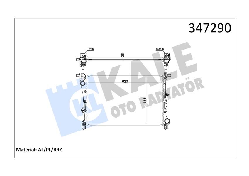 KALE 347290 RADYATÖR FIAT EGEA 1.3-1.6 MULTİJET-1.4 AL-PL-BRZ