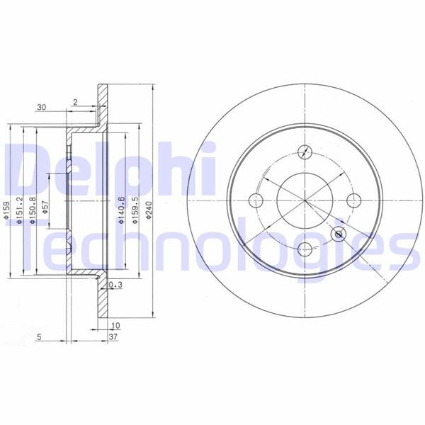 DELPHI BG3403 ARKA FREN AYNASI ASTRA G 98 > - ASTRA H 04 > MERIVA A 03 > 240x10x4DL DOLU 9117771-90498304-24432189