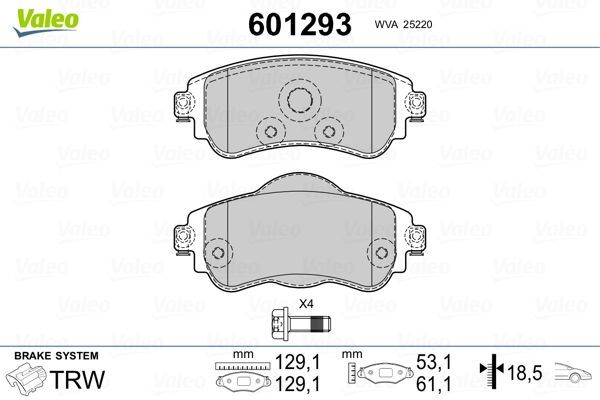 VALEO 9001175 ÖN FREN BALATASI CITROEN C4 B7 1.4 VTI 09 > C4 1.6 HDI 11/2009 > DS4 1.6 HDI 1. 4.2011 > FTE KIRMIZI KUTU