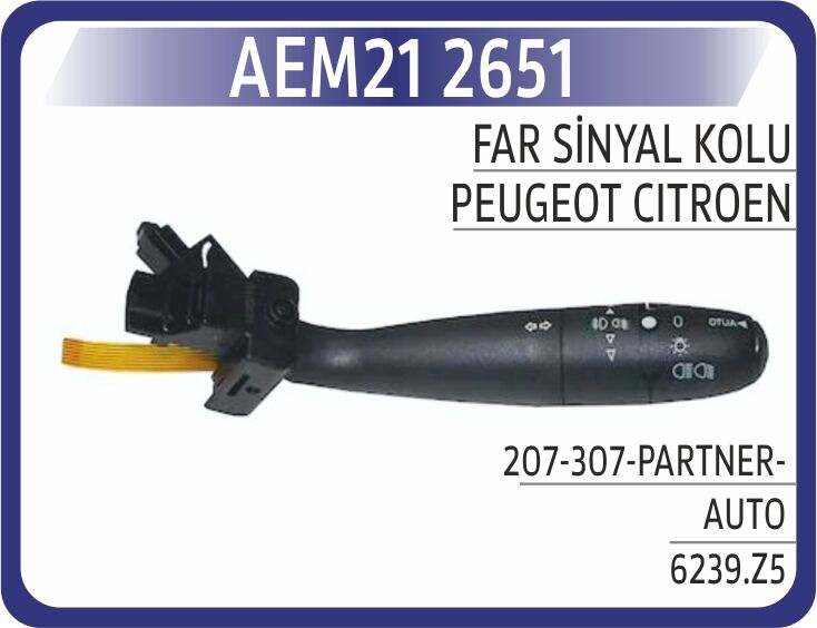 AEM21 2651 FAR SİNYAL KOLU PEUGEOT 207-307-PARTNER-AUTO