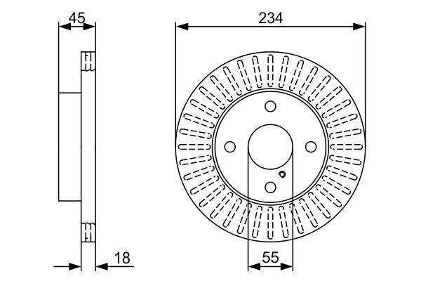 BOSCH 0986479V65 ÖN FREN DİSKİ HAVA KANALLI MAZDA 323 1.6L B6 BG kasa 89-95 235 çap x 4 bijon - Adet disk fiyat ıdır