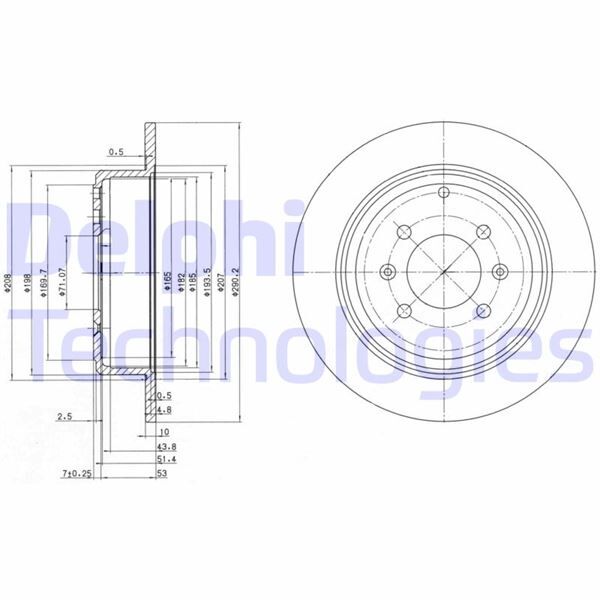 DELPHI BG2873 ARKA FREN AYNASI P406 1.6-1.8-16V-1.9-1.9TD-2.0 95/12.04 280x10x4DL