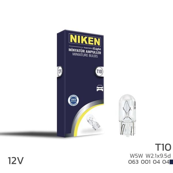 NIKEN 0630010404 NIKEN T10 PARK AMPULU W5W W2.1x9.5d 12V 10LU