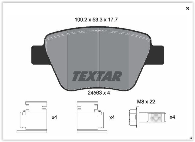 TEXTAR 2456301 ARKA BALATA CADDY-GOLF6-JETTA-A3-OCTAVIA-SUPERB 10 >