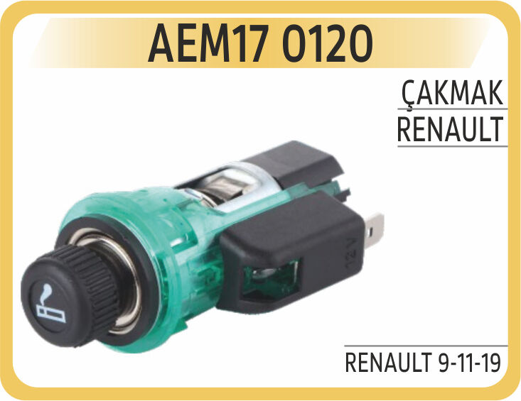 AEM17 0120 KOMPLE ÇAKMAK SOKETLİ İÇ GÖVDE 12V R9-R11-R19-R21-CLIO-KANGOO-MEGANE-ISUZU PICK UP