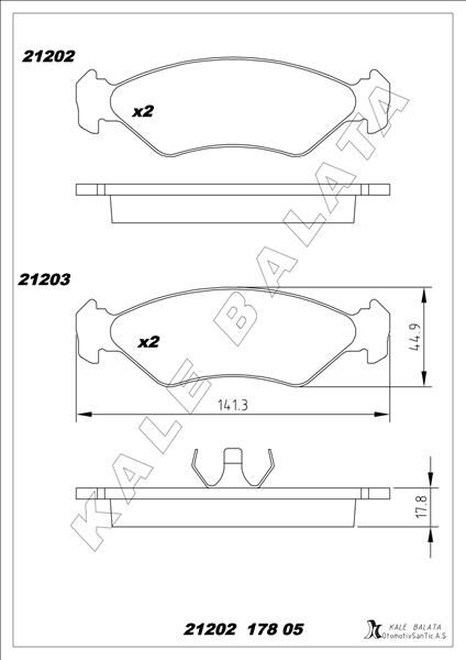 KALE 21202 178 05 ANS KD13 ÖN BALATA FIESTA1.0 1.3 1.4 1.8 D 95 >FORD KA 1.0 1.3 96 > MAZDA 121 96 >