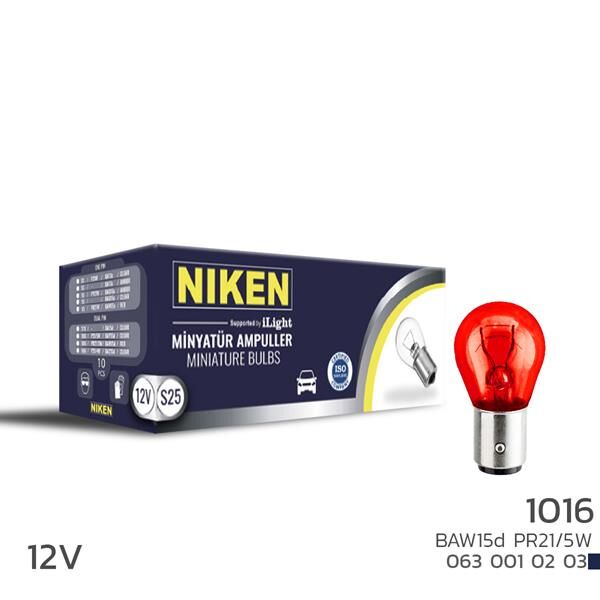 NIKEN 0630010203 NIKEN 1016 AMPUL ŞAŞI TERS YK TIR.BAW15 KIRMIZI 10LU