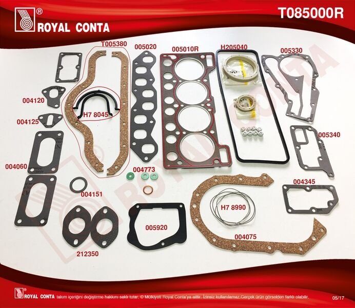 ROYAL T085000R MOTOR TAKIM CONTA SÜPER SKT KEÇELİ SUBP.LAST R9 BROADWAY-R19 1.4 KARBÜRATÖRLÜ