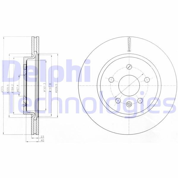 DELPHI BG4190 ARKA FREN AYNASI INSIGNIA A 08> SAAB 9-5 YS3G 10> 17 JANT-18 JANT 315x22.9x5DLxHAVALI