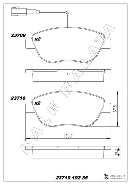 KALE 23710 192 35 ANS KD13 ÖN FREN BALATASI OPEL COMBO D 12> PUNTO EVO 1.3-1.4-1.6D MTJ 09 > 500-500C 1.3DMJ 10 > GRANDE PUNTO 1.6DMTJ 09 > ÇİFT FİŞLİ
