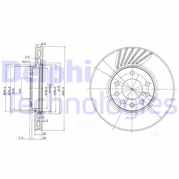 DELPHI BG3142 ÖN FREN AYNASI VECTRA B 96 > 02 SAAB 9-2/9-3 93>03 288x25x7DLxHAVALI 32025723-569357-93182306