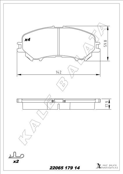 KALE 22065 179 14 ANS KD11 ÖN BALATA RENAULT KADJAR 15> KOLEOS II 15> NISSAN QASHQAI J11 13> X TRAIL III 14>