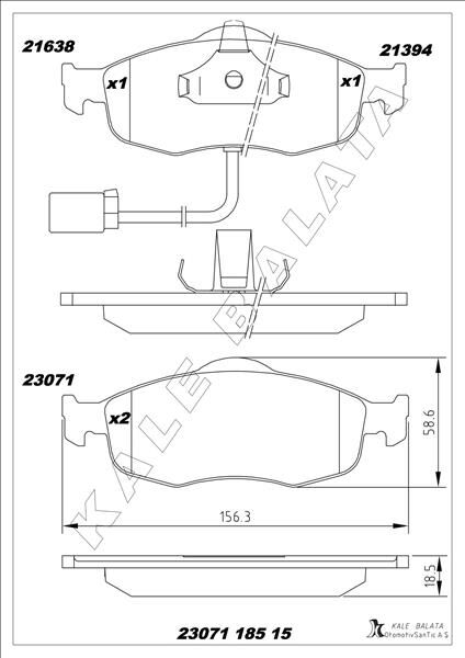 KALE 23071 185 15 ANS KD13 FREN BALATASI ÖN FORD MONDEO 93> KABLOSUZ