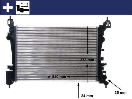 MAHLE CR1182000S MOTOR SU RADYATÖRÜ OPEL CORSA D-CORSA E 1.2-1.4 A12XER A12XEL B12XEL A14XER B14XER 11> 540x378x23