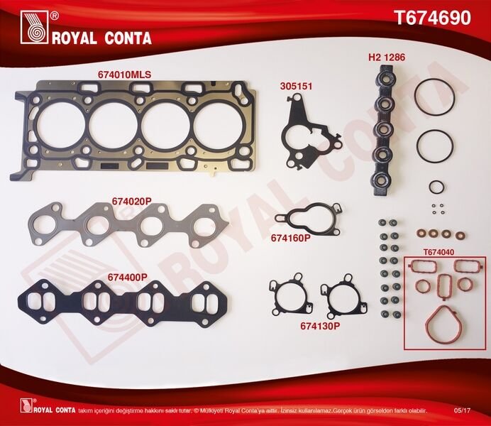 ROYAL T674690 ÜST TAKIM CONTA SKC Lİ SUBAP LASTİKLİ MASTER III 2.3 DCİ 11 > MOVANO 2.3 CDTİ 10 > M9T