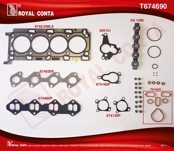 ROYAL T674690 ÜST TAKIM CONTA SKC Lİ SUBAP LASTİKLİ MASTER III 2.3 DCİ 11 > MOVANO 2.3 CDTİ 10 > M9T