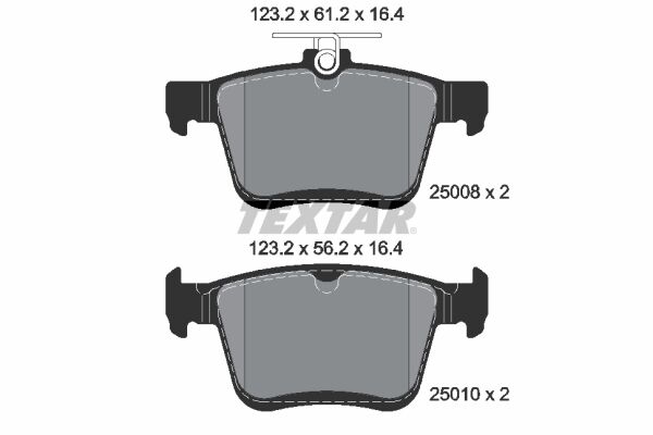 TEXTAR 2500801 ARKA BALATA VW GOLF VII 2014 > TOURAN T-ROC 2018 > AUDI A3 2014 >2020 Q2 2016 > TT 2018 > SEAT ATECA 2016 > LEON 2014-2020 SKODA SUPER B 2015 > KAROQ 2016 >