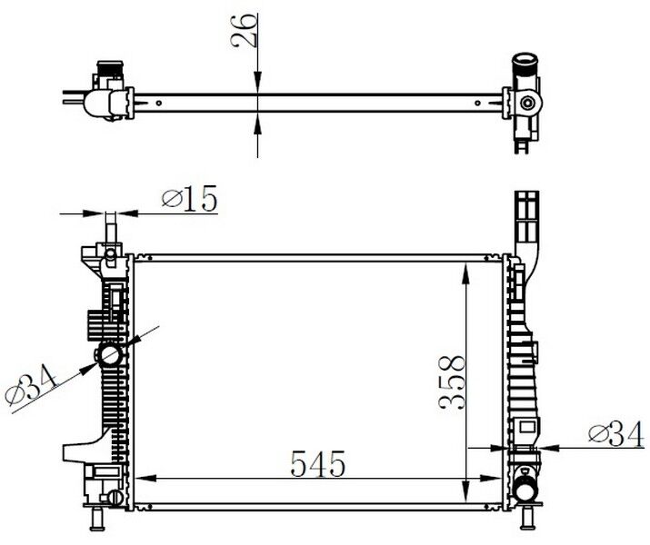 ORIS BFR176026 MOTOR SU RADYATORU FOCUS III 1.5TDCI 1.6TDCI 95PS 115PS 12>YENI CONNECT 14> 1.5TDCI 1.6 TDCI OLCU 545 358 26