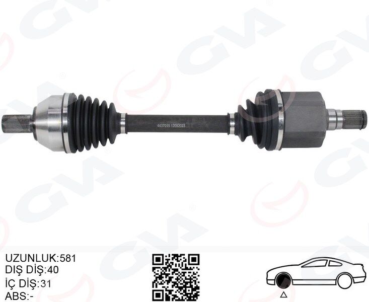GVA 4437015 ÖN AKS KOMPLE SOL FORD MONDEO 2.0 TDCI 07>14 OTOM.
