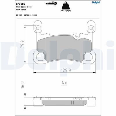 DELPHI LP3680 FREN BALATASI ARKA PORSCHE CAYENNE 18>