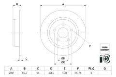 BOSCH 0986479G71 FREN DİSKİ ARKA FORD CONNECT 18> ÖLÇÜ: 280 MM