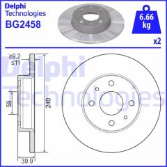 DELPHI BG2458 ON FREN DISKI FIAT 500 500C 07> TİPO-PUNTO-TEMPRA-PANDA-MAREA-BRAVO 96> ALFA ROMEO 145-146-155 92> FORD KA 08>12 240.5x11 4DELİK