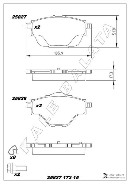 KALE 25827 173 15 MSH KD11 ARKA FREN BALATASI ASTRA L-GRANDLAND-C4 GRAND/SPACETOURER-C5 AIRCROSS-P508-P5008-P308-P3008-DS4-DS7 290mm