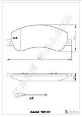 KALE 24484 185 05 ANS KD20 ON FREN BALATASI TRANSIT V348 11>14 A.CEKER VW AMAROK 2.0TDI 10> AKSESUARLI IKAZ FISI CIVATA YAY