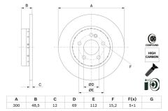 BOSCH 0986479H49 FREN DISKI ARKA MERCEDES C-CLASS W205 S205 C205 A205