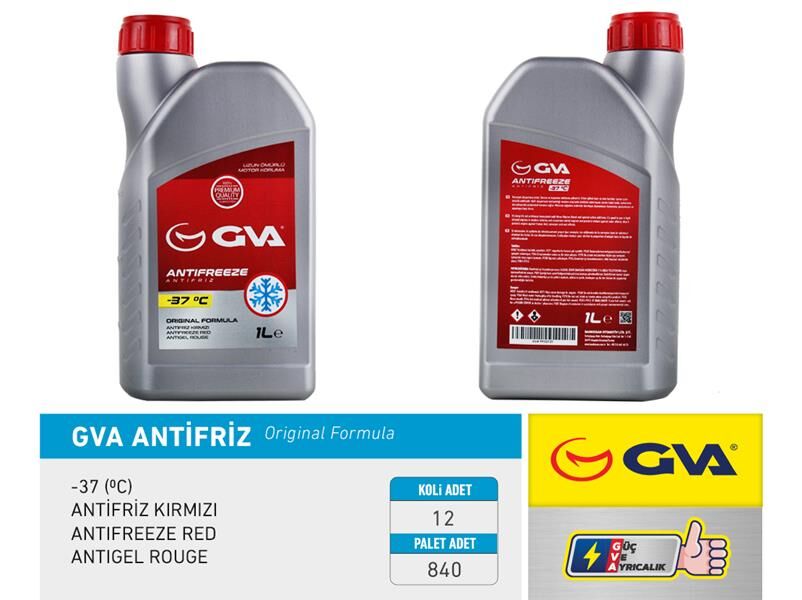 GVA 9930121 ANTİFRİZ 1 LT -37 C KIRMIZI LONG LİFE Koli 12 Ad ORGANIK