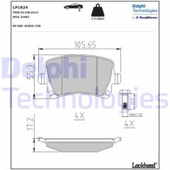DELPHI LP1824 ARKA BALATA PASSAT-CC-CADDY-GOLF5-GOLF6-JETTA-A3-A6-LEON-OCTAVIA-SUPERB 04 >