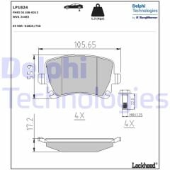 DELPHI LP1824 ARKA BALATA PASSAT-CC-CADDY-GOLF5-GOLF6-JETTA-A3-A6-LEON-OCTAVIA-SUPERB 04 >
