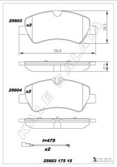 KALE 25603 175 15 ANS KD20 ARKA BALATA FORD TOURNEO CUSTOM-TRANSIT CUSTOM 2.2 TDCI 12 > KABLOLU