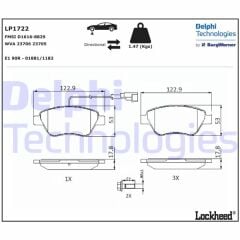 DELPHI LP1722 ÖN BALATA DOBLO 1.3 06 >FIORINO-G.PUNTO-BIPPER-CORSA-NEMO 1.3 06 > LINEA 1.3 07 >