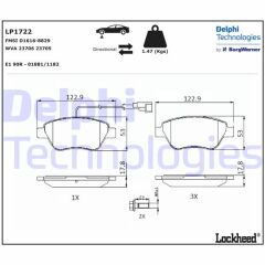 DELPHI LP1722 ÖN BALATA DOBLO 1.3 06 >FIORINO-G.PUNTO-BIPPER-CORSA-NEMO 1.3 06 > LINEA 1.3 07 >