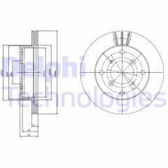 DELPHI BG2645 ÖN FREN DİSKİ HAVA KANALLI SUZUKI SWIFT 1.0L G10 SF310 90-> / 1.3L G13B SF413 MACAR 96-> 231 çap X 4 bijon - Takım disk fiyatıdır
