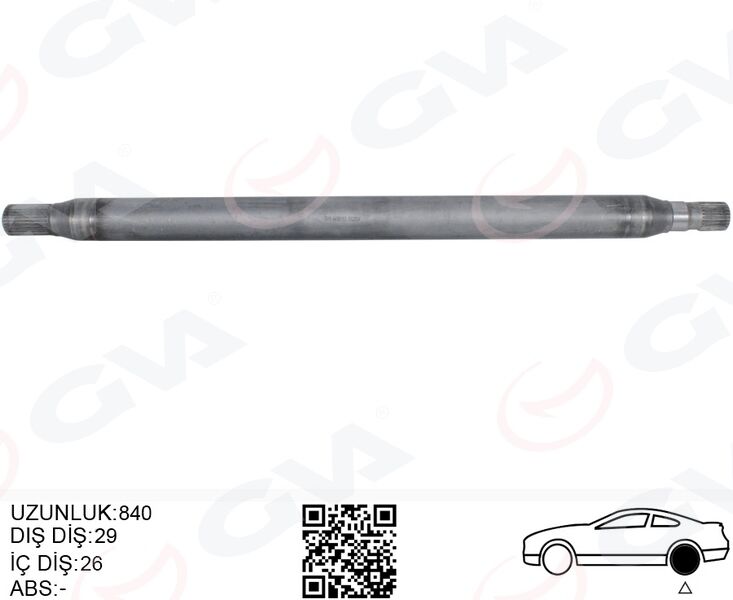 GVA 4499153 AKS MILI ARKA SOL INCE KISA 840mm MERCEDES SPRINTER B906 . VW CRAFTER 30-35-50 Z:26-29