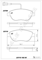 KALE 23710 192 05 ANS KD13 ÖN FREN BALATASI OPEL COMBO D 12> PUNTO EVO 1.3-1.4-1.6D MTJ 09 > 500-500C 1.3DMJ 10 > GRANDE PUNTO 1.6DMTJ 09 >