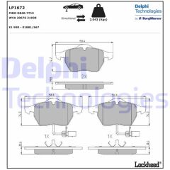 DELPHI LP1672 ÖN BALATA FİŞLİ BÜYÜK TİP PASSAT-A4-A6 97-04 GDB1307