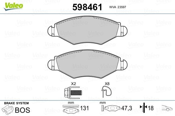 VALEO 9001022 ÖN FREN BALATASI PEUGEOT P206 1.4 1.6 09/98> P306 1.4 1.6 5/93> FTE KIRMIZI KUTU