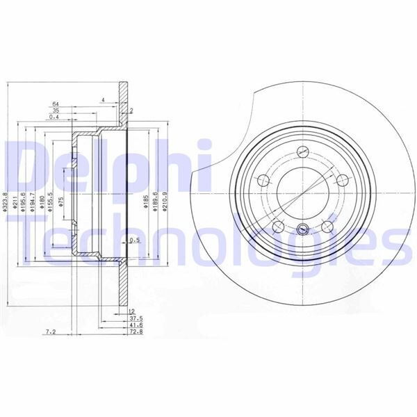 DELPHI BG3629 FREN DISKI ARKA BMW X5 E53 00>06
