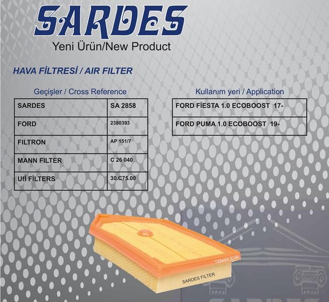 SARDES SA2858 HAVA FİLTRESİ FORD FIESTA VII-PUMA 1.0L 20 >