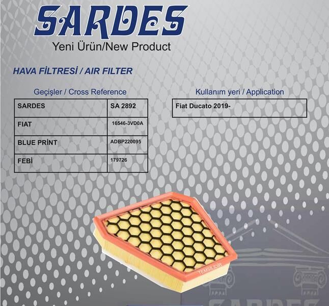 SARDES SA2892 HAVA FİLTRESİ FIAT DUCATO III 19> 2.3d MTJ