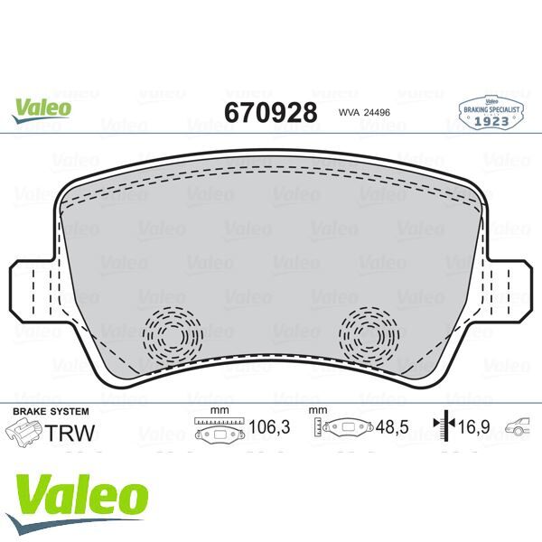 VALEO 9005028 FREN BALATASI ARKA FORD S-MAX 09> GALAXY III 06> . VOLVO S60 10> S80 06> V60 V70 06> XC60 08> XC70 0 6> . LAND ROVER FREELANDER II L359 RANGE ROVER EVOQUE L538