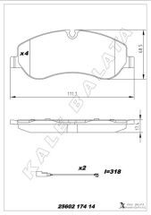 KALE 25602 174 14 ANS KD20 ÖN BALATA FORD TRANSIT V363 14> -TRANSIT CUSTOM 2.2 TDCI 12> KABLOLU
